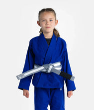 Lade das Bild in den Galerie-Viewer, Kimono BJJ (GI) Fortschritt Kinder Die Akademie- Blue-White Cinturon inklusive
